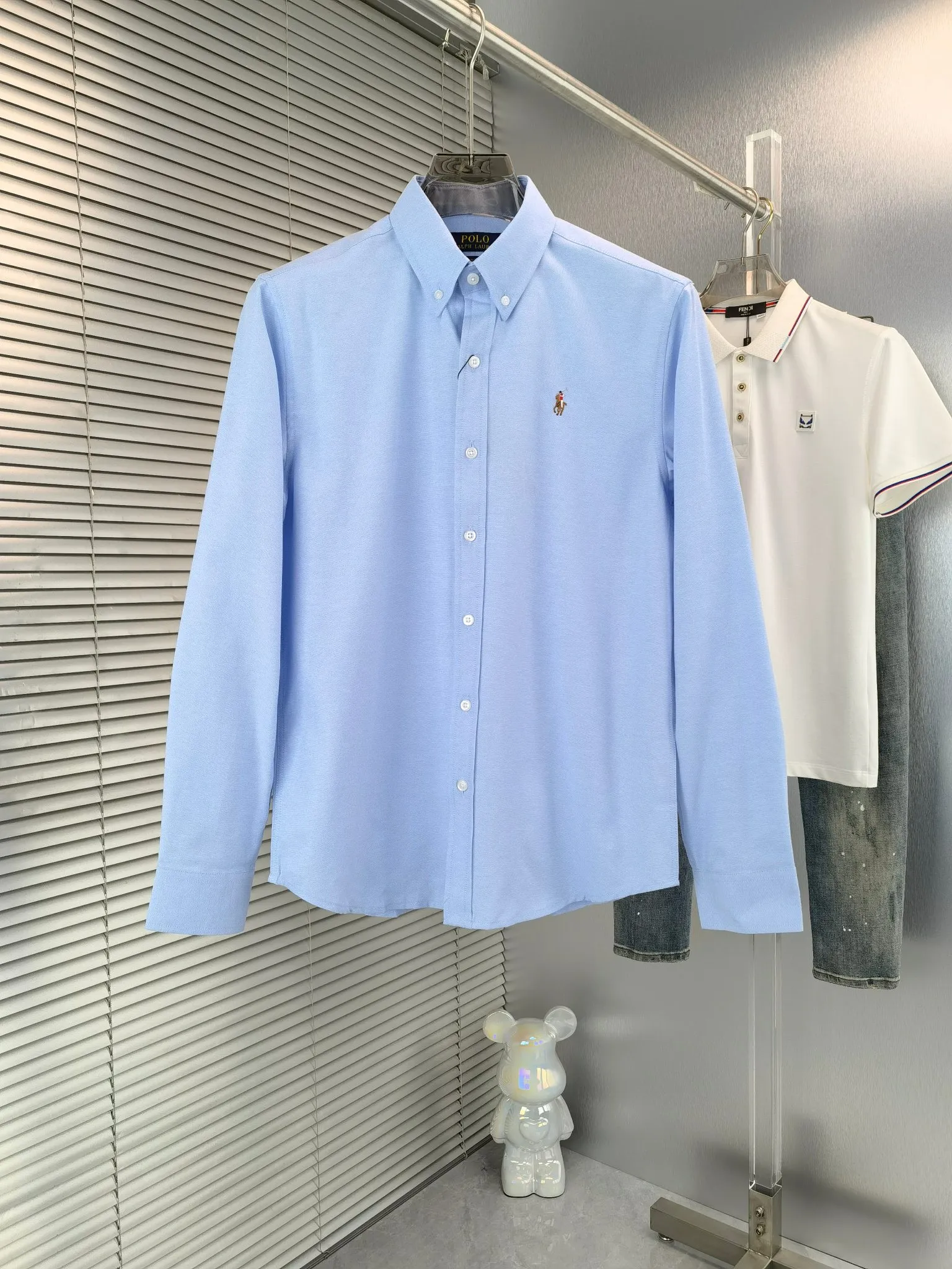 P210 🌸 (11 colors) Ralph Lauren polo long-sleeved classic popular shirt, collection picture➕detail picture❗Pure cotton Oxford fabric, the material is crisp and textured, not soft at all, and the upper body is stylish❗️❗️ Color: Picture color, Size: M---xxL